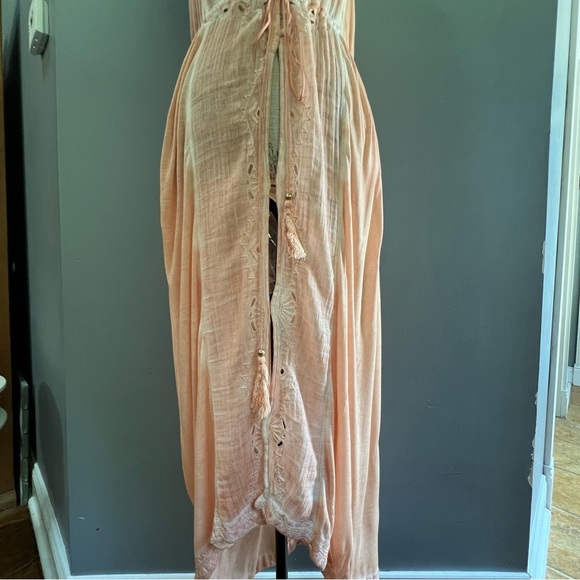 NWT FREE PEOPLE Riptide Sleeveless Open Front Dress Cutwork Lace Peach Size XS - Picture 14 of 15